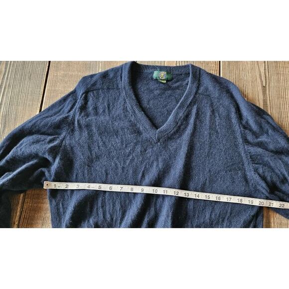 Mens Sweater 100% Cashmere Navy V Neck Pullover Preppy Grampacore Academia - Picture 5 of 7